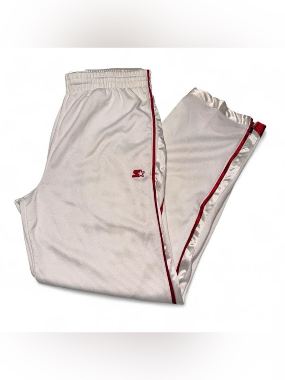 STARTER White Mens Sweatpants with Red Piping